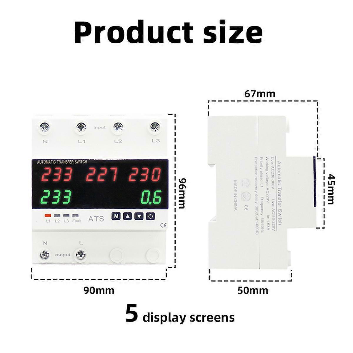 Over Under Voltage Protector ATS Automatic Transfer Switch Phase Selector Uninterrupted Power over C