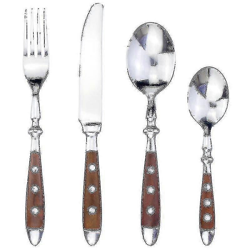 エレガントな樹脂ハンドルステンレス鋼ウエスタンカトラリー4点セット、耐久性のある食器、スタイリッシュなカトラリーセット、家庭用品