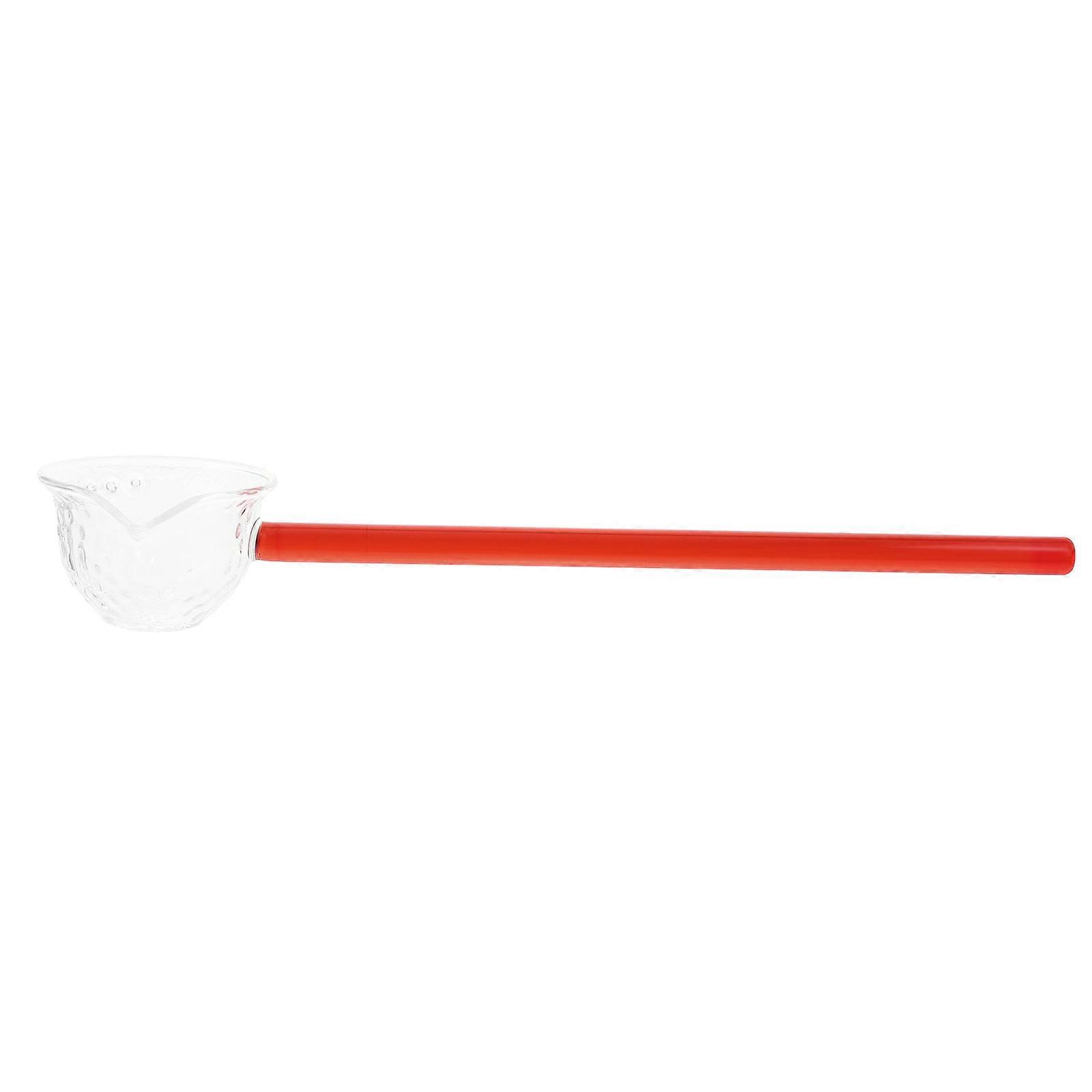 Red High Borosilicate Glass Tea Spoon for Home Use Clear Crystal Design Comfortable Grip Size 6.5 inches