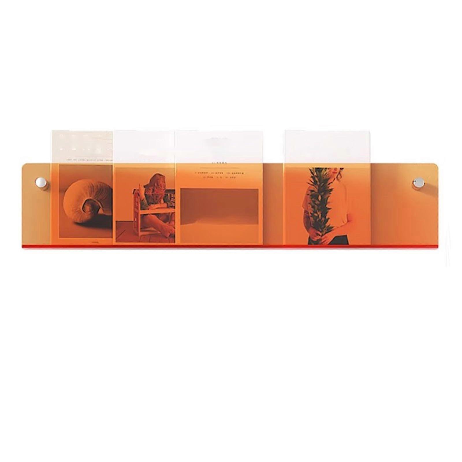 Bookshelf Wall Mount for Kids Nursery and Corner 40cm 16in Heavy Duty Floating Magazine Rack in Orange for Office Bedroom