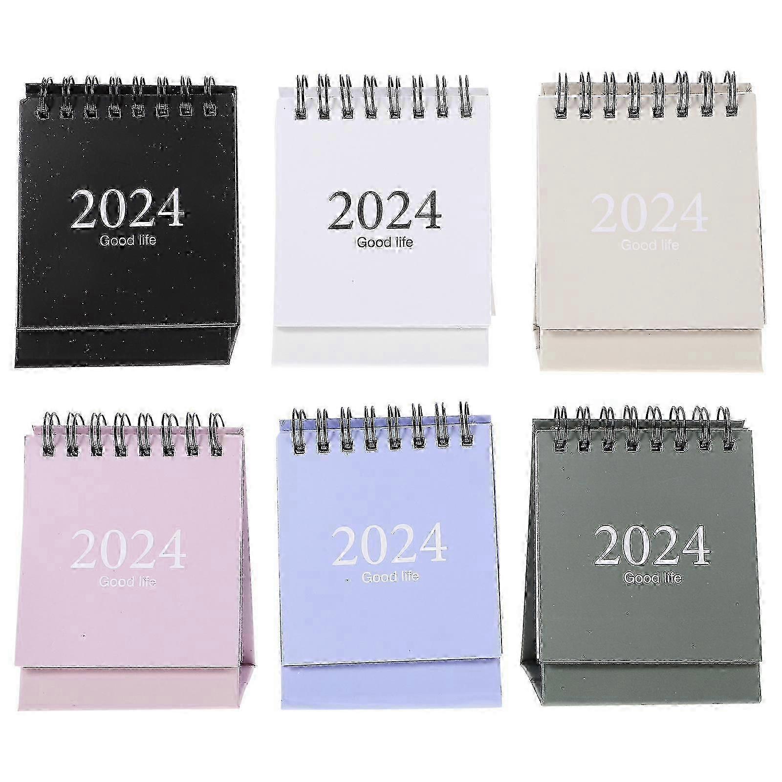 6Pcs Mini Calendar Planner Spiral Office Desktop Calendar with Binding