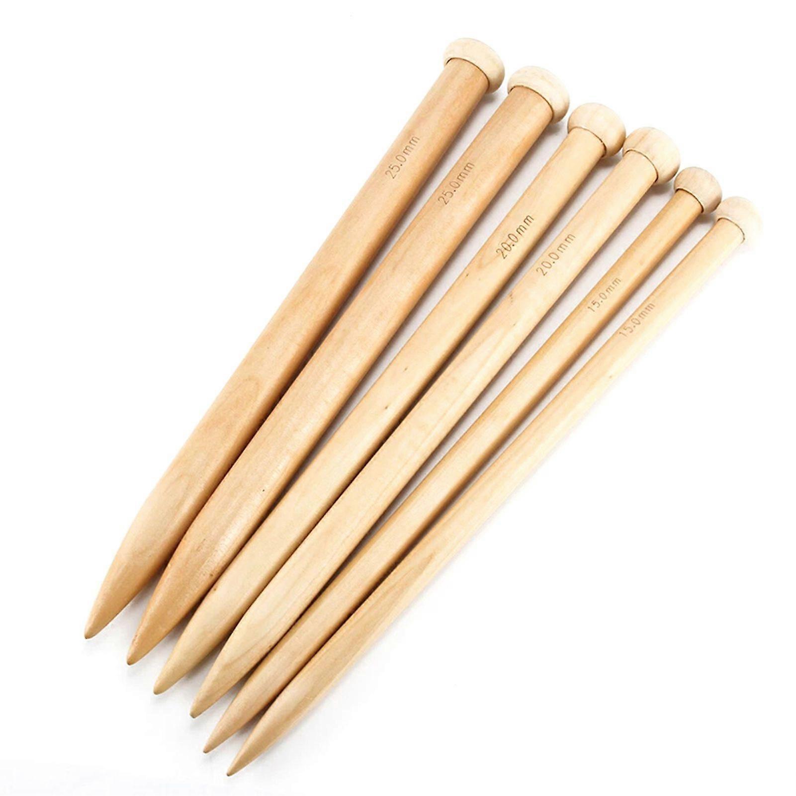 Large Beechwood Knitting Needles Set for Bulky Yarn Diy Chunky Knit Blanket Scarves Pillows Beginners