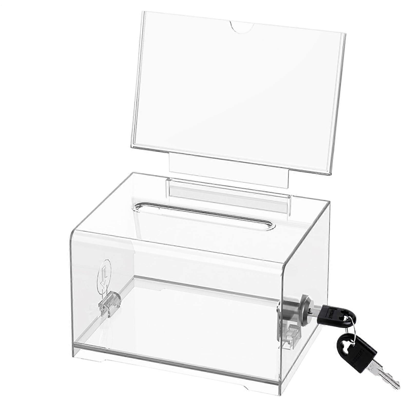 Donation Record with Lock  Secure Suggestion Box Ideal for Business Cards, Business Card Box (15.7 x 11.5 x 20.5 cm)
