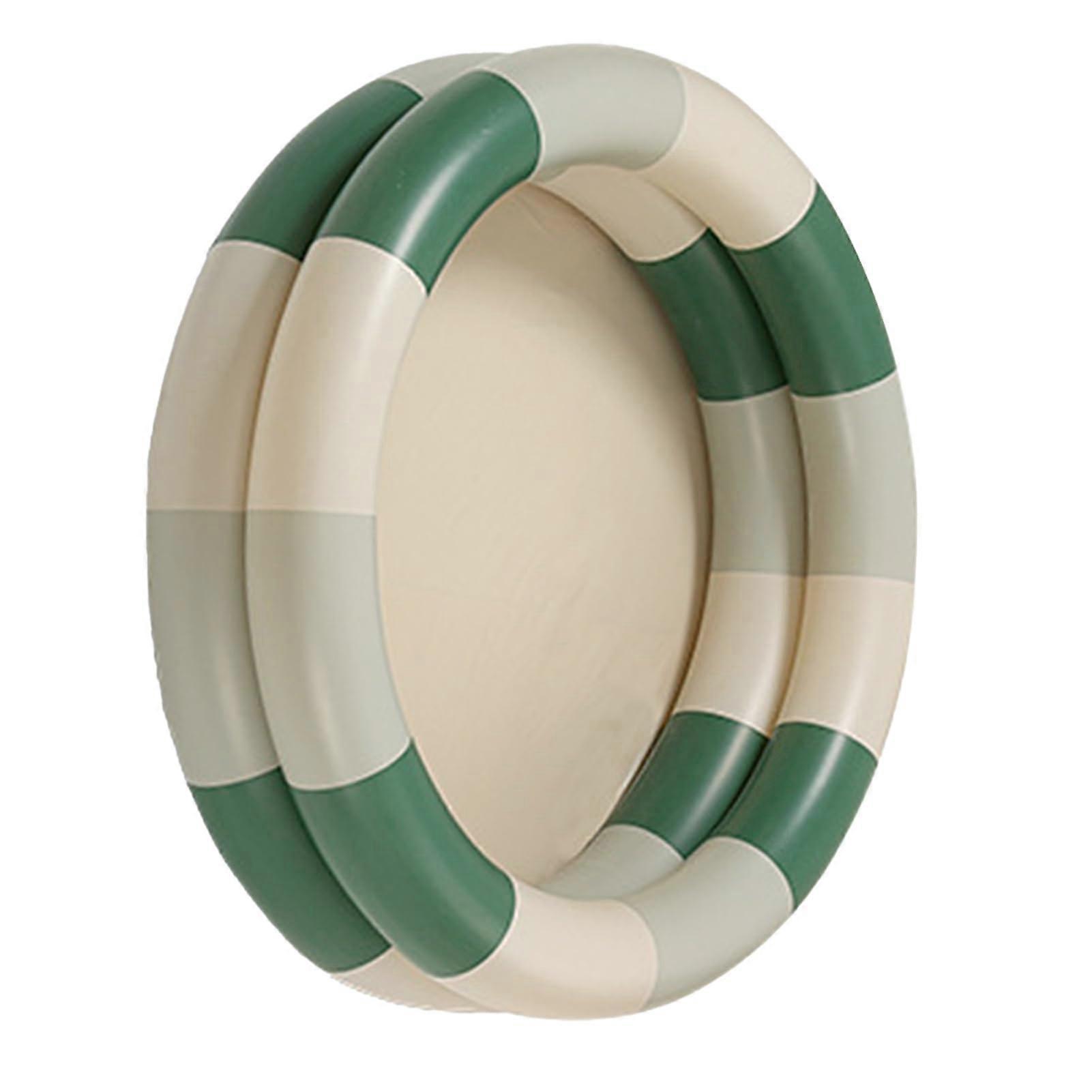 Cute Inflatable Family Pool in Retro Style, Thickened Water Pool for Children and Babies, for Summer Fun (Green Stripes)