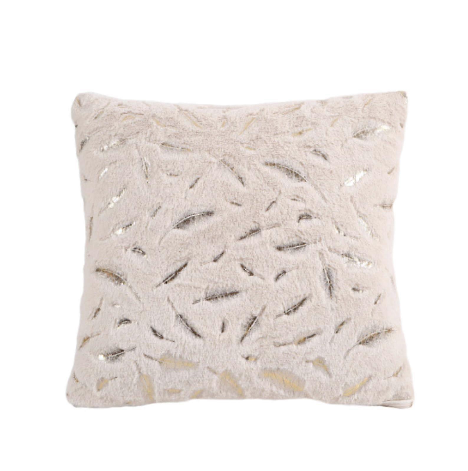 pillowcases, 2 pieces, short plush film pillowcase, model room decoration, sofa pillowcase, bedside soft bag pillowcase, Big Red(Beige)