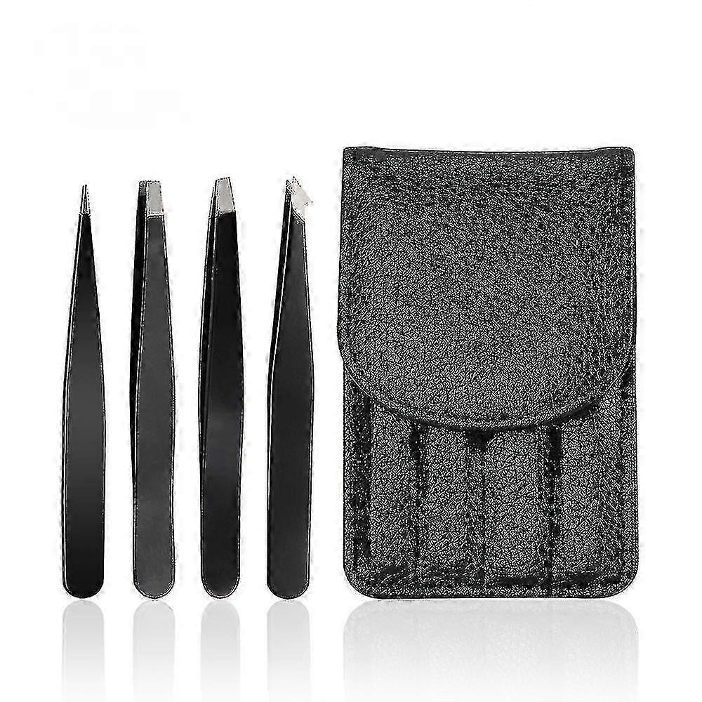 Professional Tweezers for Eyebrows, 4 Pcs Set for Ingrown Hair Removal and Eyelash Extension