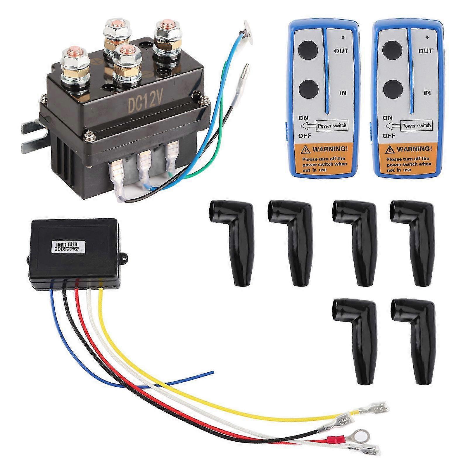 12V 400A Electric Winch Solenoid Relay Contactor with 6 Protective Caps for All-Terrain Vehicles
