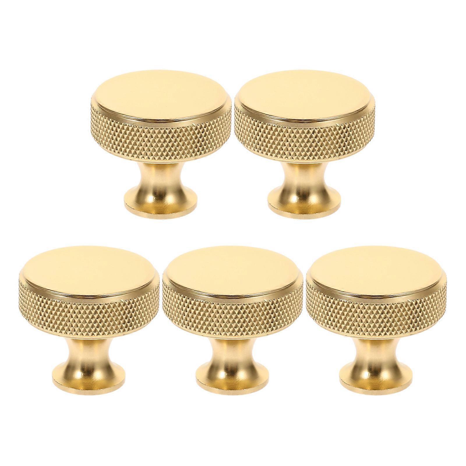 Furniture Knobs Metal Drawer Knobs for Cabinets Golden Color Single Hole Style 5Pcs