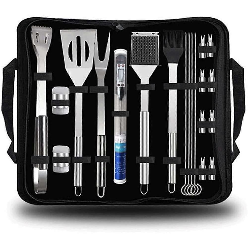 20piece barbecue grill accessory set, foodgrade stainless steel grill tools with long handle, antiscalding protection, outdoor camping grill set