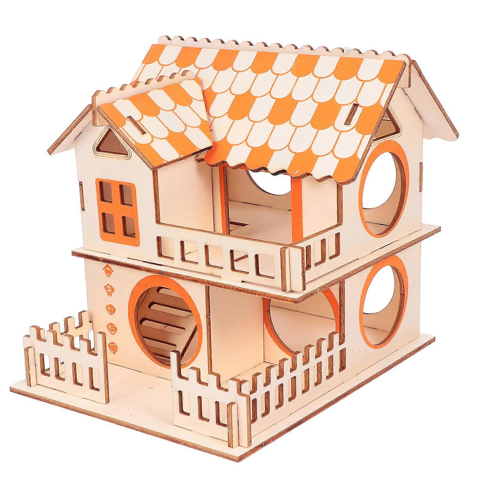 Orange Small Pet House Made of Composite Material Ideal for Gerbils and Hamsters 1 Piece