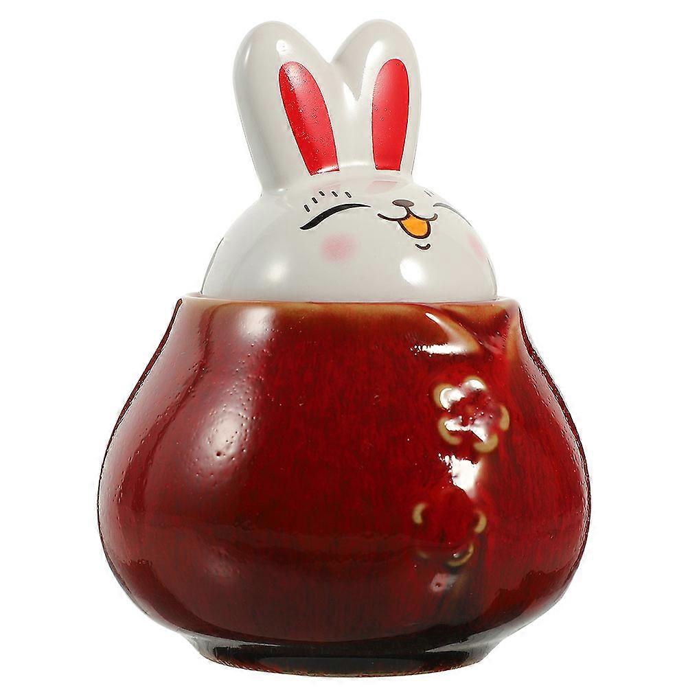 Tea Bag Canister Bunny Shape Food Storage Jar Business Owners Ceramic 1Set