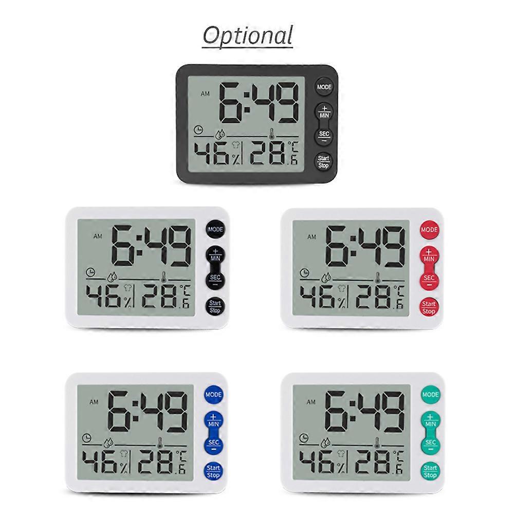 Digital Indoor Thermometer & Hygrometer with Clock LCD Display ℃/ ℉ Selectable Countdown Timer Accurate Temperature Humidity Monitor for Home Office