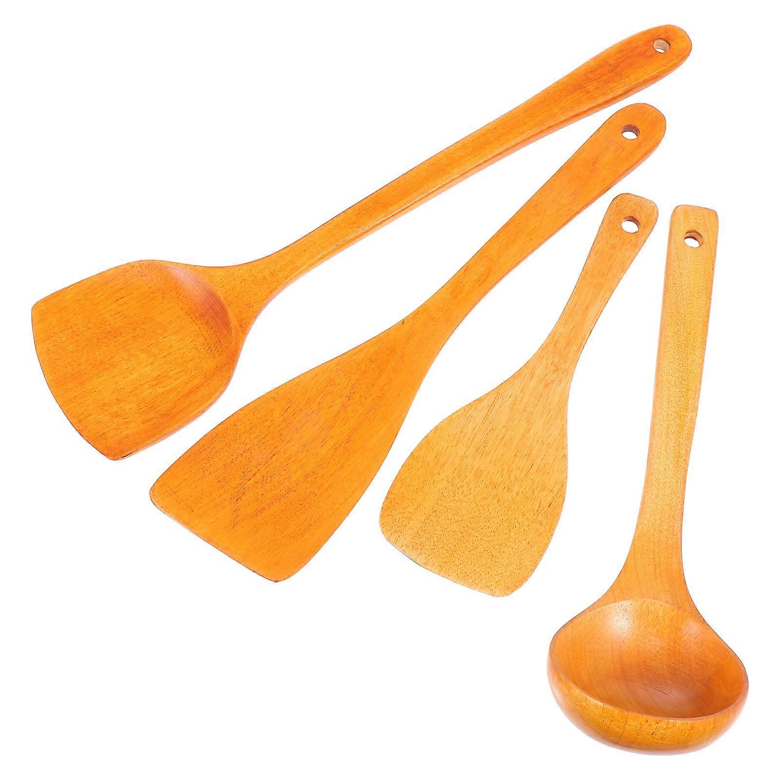 Assorted Color Wood Utensil Set 4 Piece Synthetic Material Cooking Tools for Kitchen Use