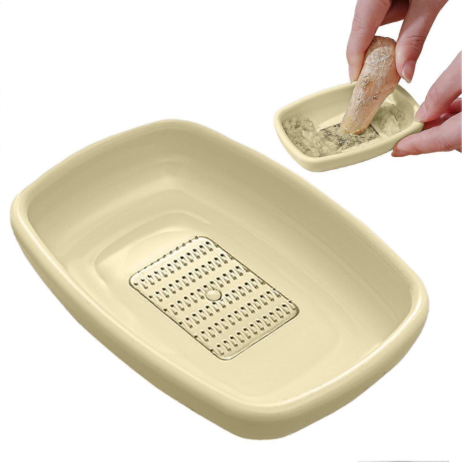 Ginger Grater Ceramic Plate Manual Tool, Garlic Crusher, For Cheese, Onions, Fruit Prep