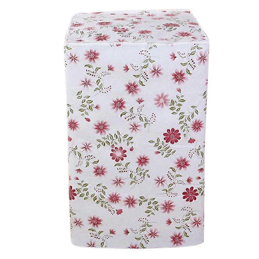 Waterproof Washing Machine Cover Red Flower Pattern Dust Proof Style B