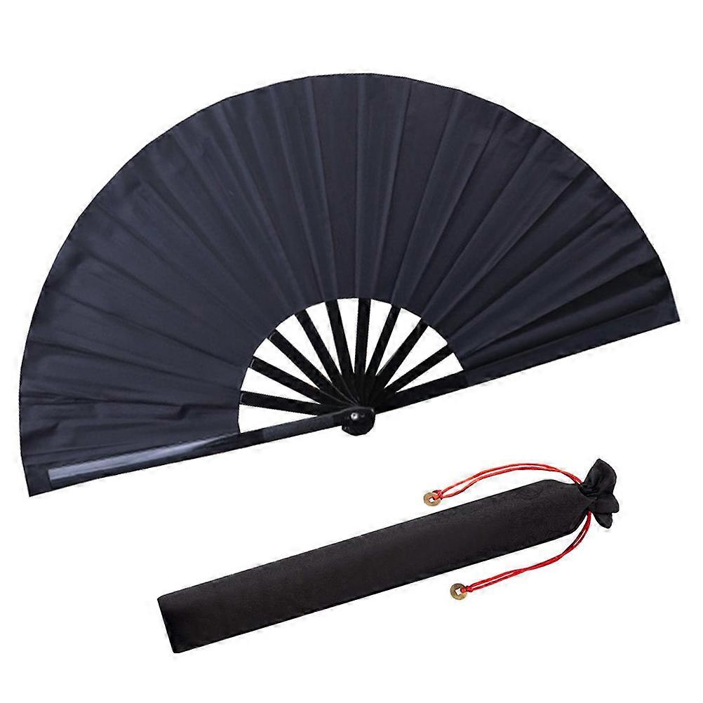 Folding Performance Fan Chinese Kongfu Fan Handheld Practical For Wedding Wall Embellishment Adults Friends Relatives 1Set Black