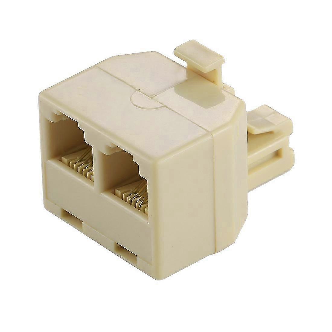 RJ11 Dual Ports Desktop Telephone Extension Cable Extender Connector Adapter..