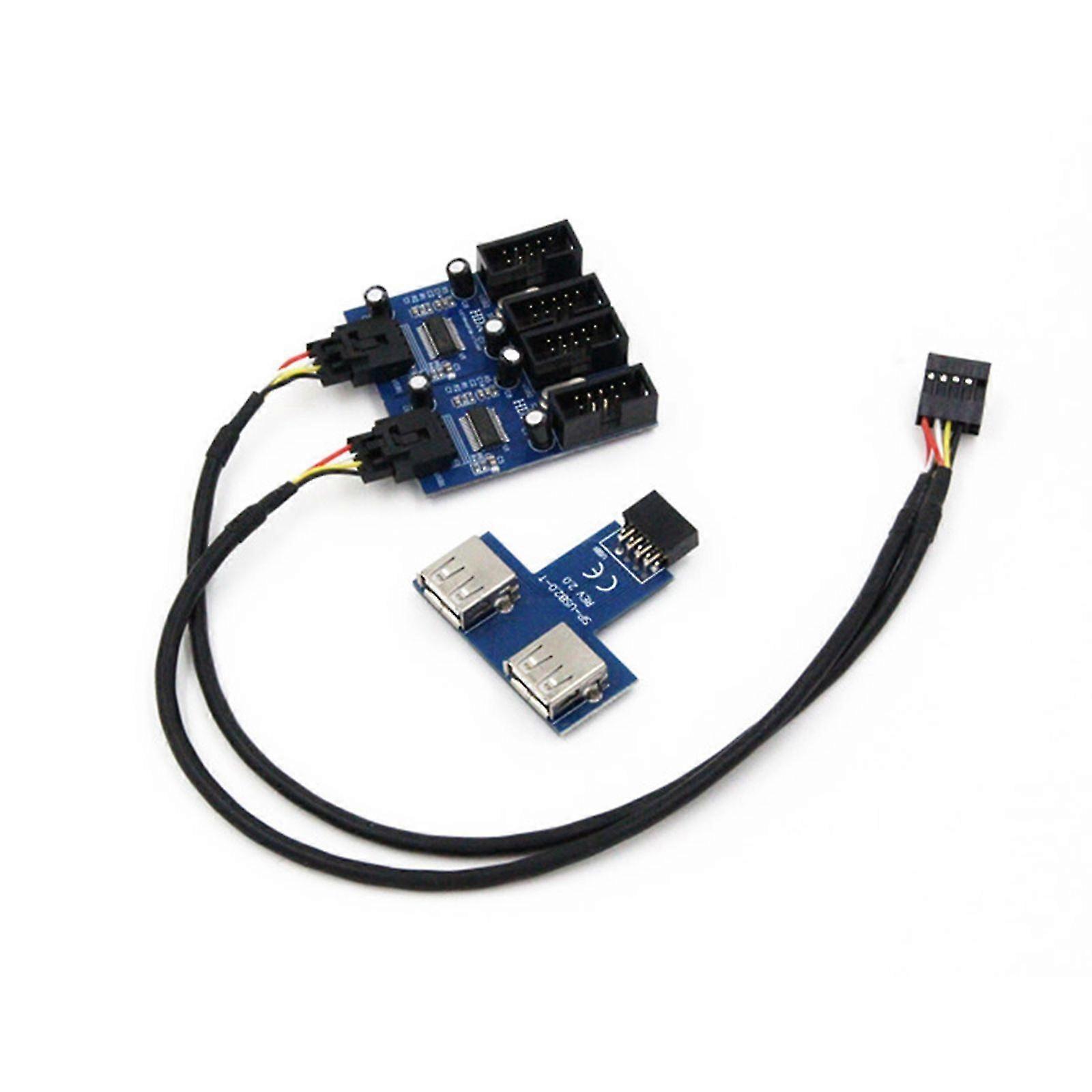 9-Pin USB 2.0 Hub Extension Cable - One-to-Four & One-to-Two Circuit Board Splitter for Enhanced Connectivity