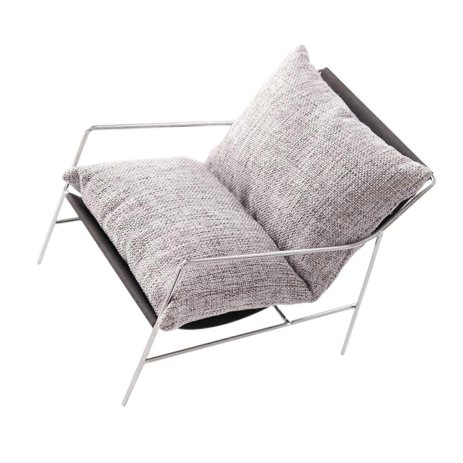 Creative Scene Doll House Accessory 1/6 Sofa Chair With Fabric Cushion Rust Resistant Iron Framework Scene Decoration Multicolor