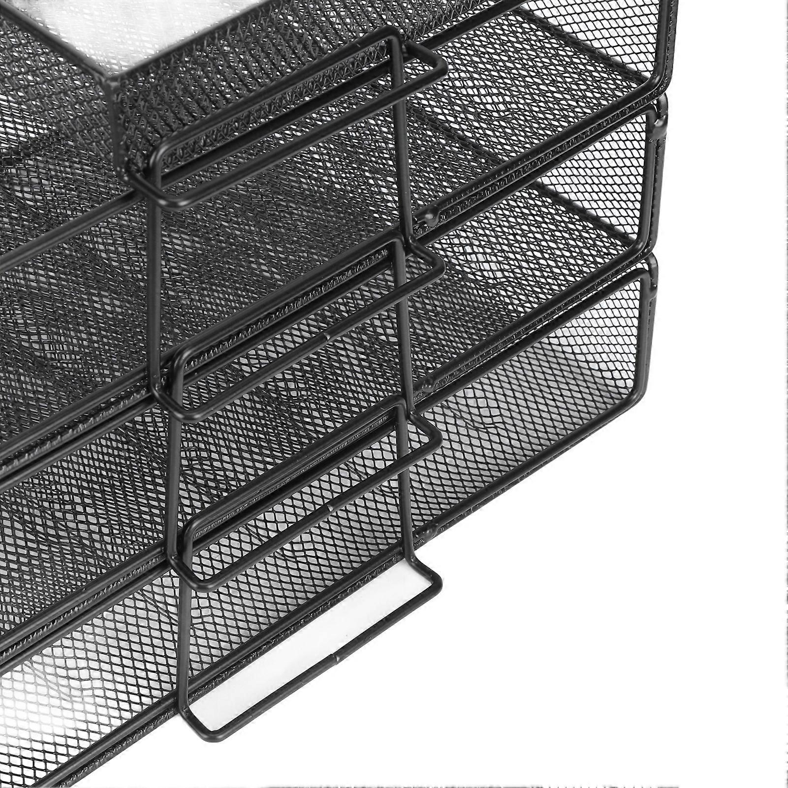 4Pcs File Rack Stackable Separable Mesh Hollow Design Large Capacity Easy Installation Desktop File Storage Holders
