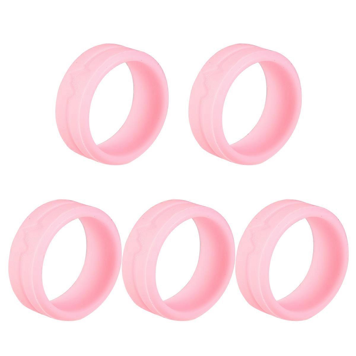 Soft Silicone Finger Rings Fashion Accessory Circular Pink 2.1x2.1x0.8cm Long-Lasting Use 5Pack