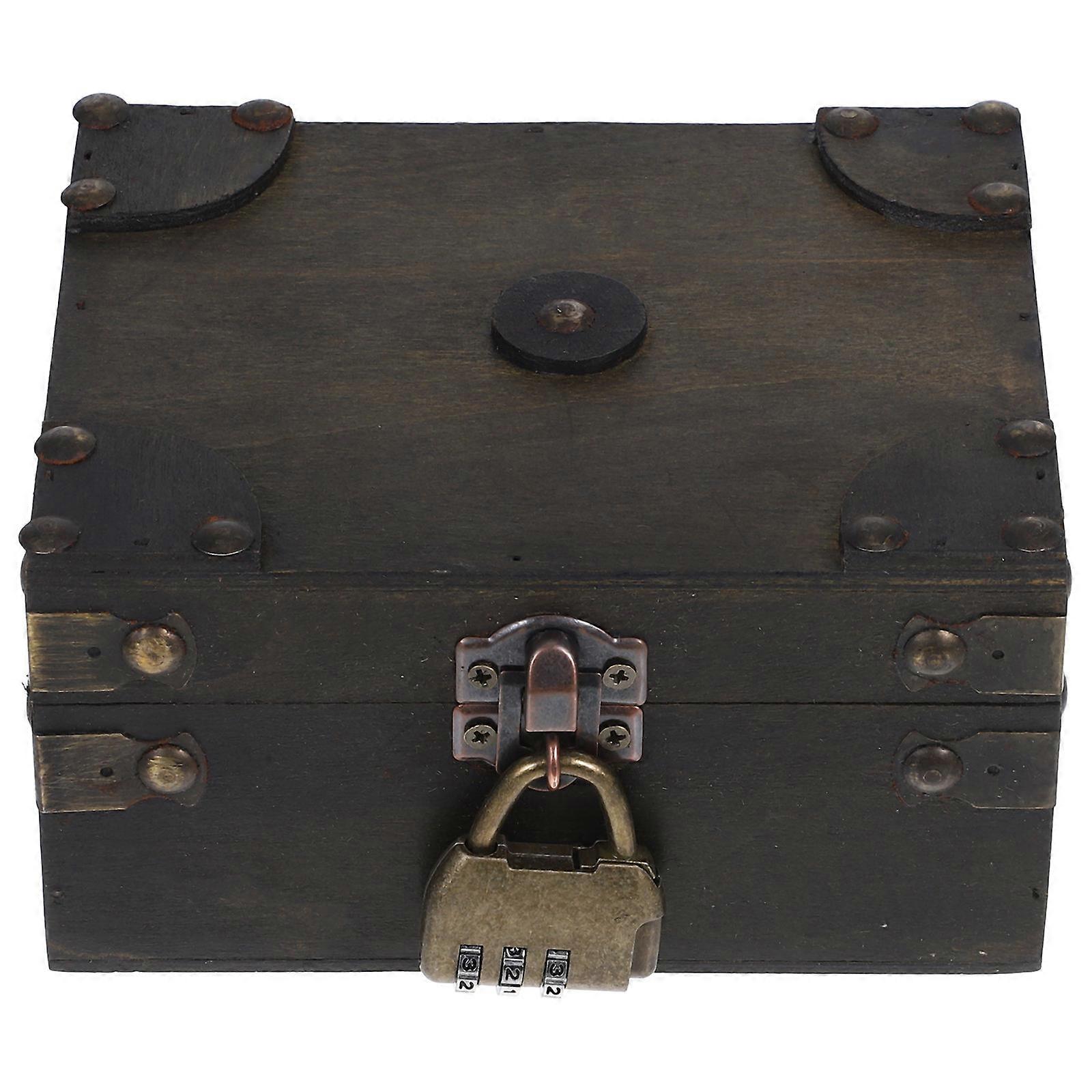 Wooden Storage Box with Hinged Lid for Party Use Dark Brown Vintage Design Small 6.5 x 4.5 x 3 Inches