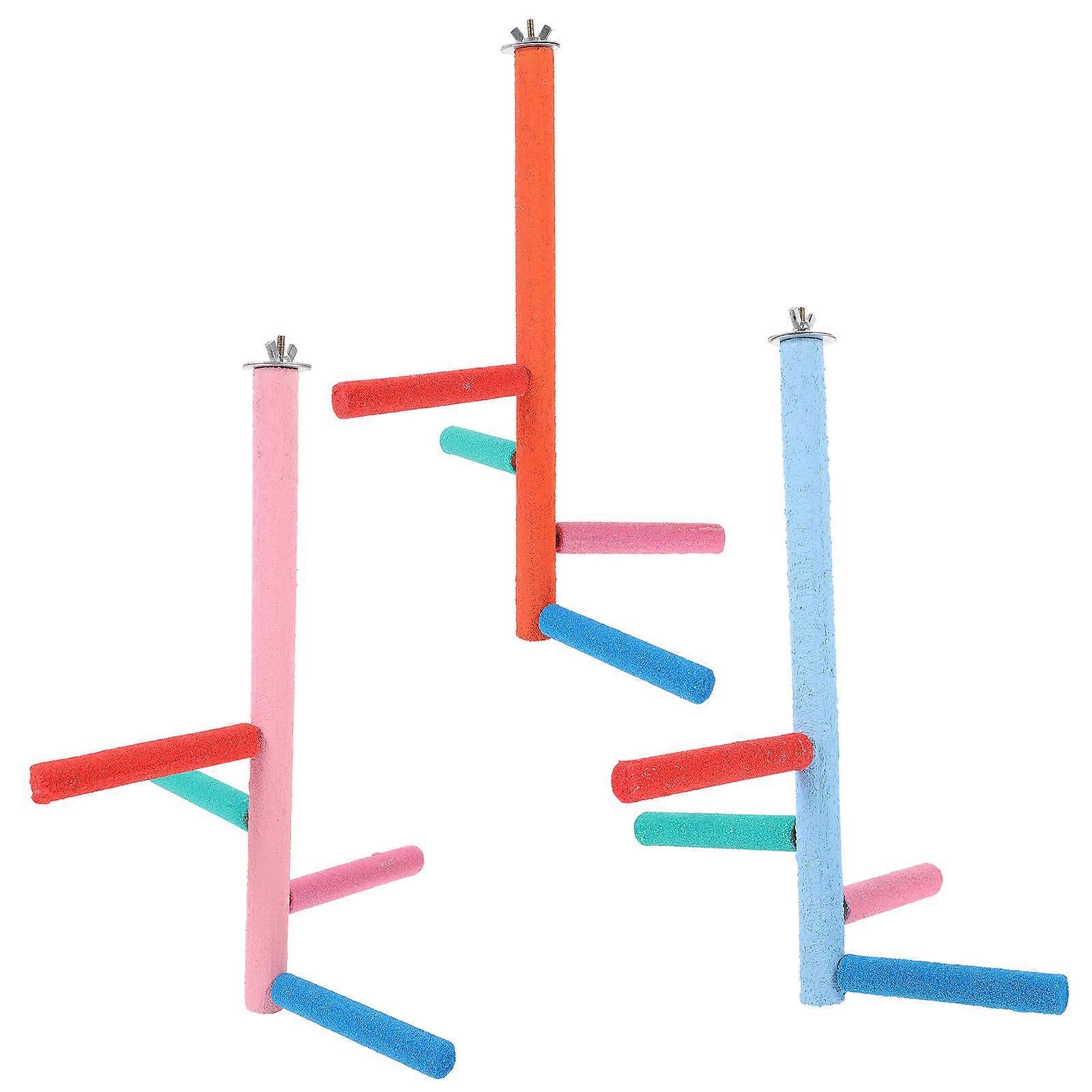 Hanging Parrot Platform Rotating Standing Circular Rungs For Living Space Enrichment Small Birds Wood Material 1Set