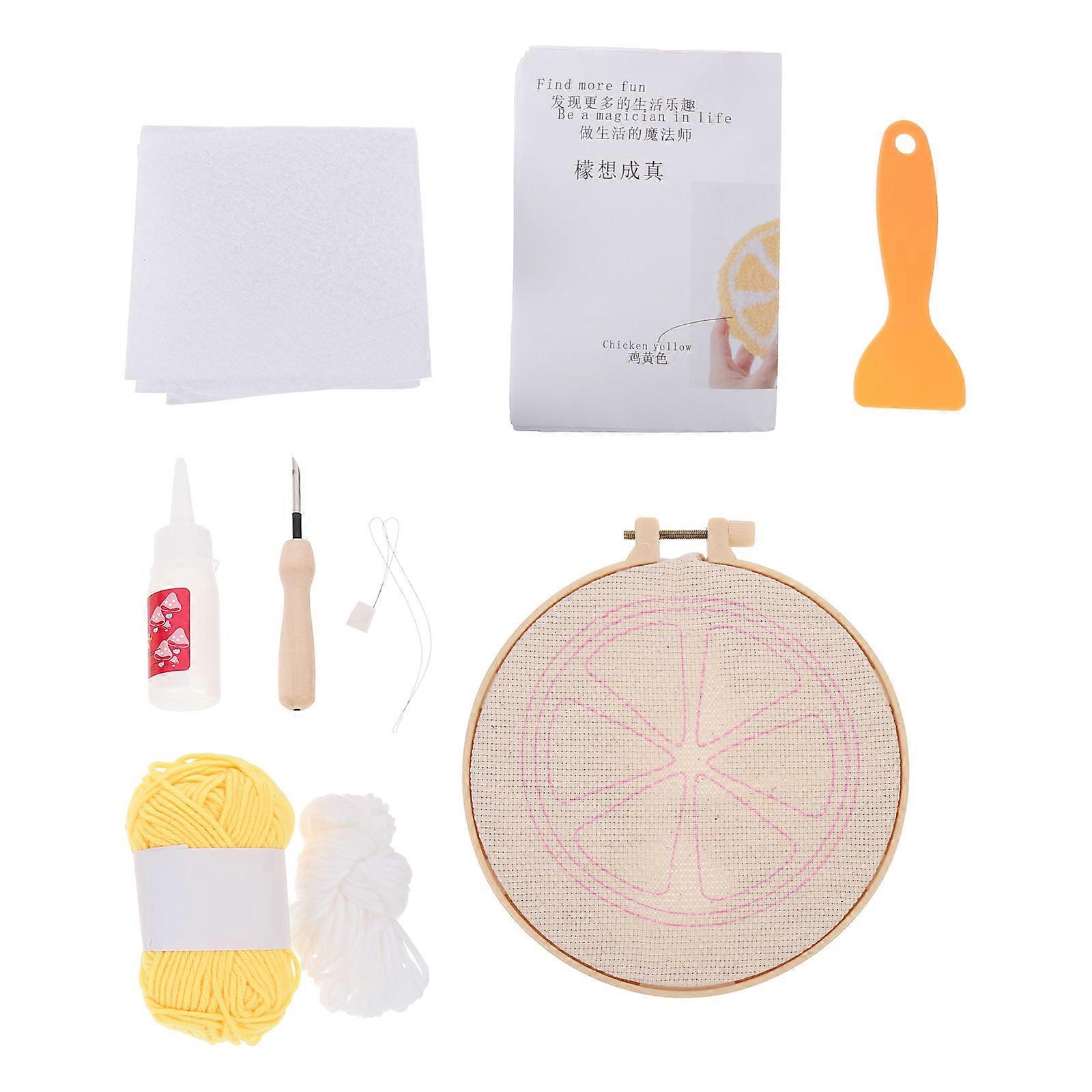 Needle Punch Coaster Kit Polyester Plastic Wood Stainless Steel Craft Project Beginners Multi Colored 17X16cm 1 Set