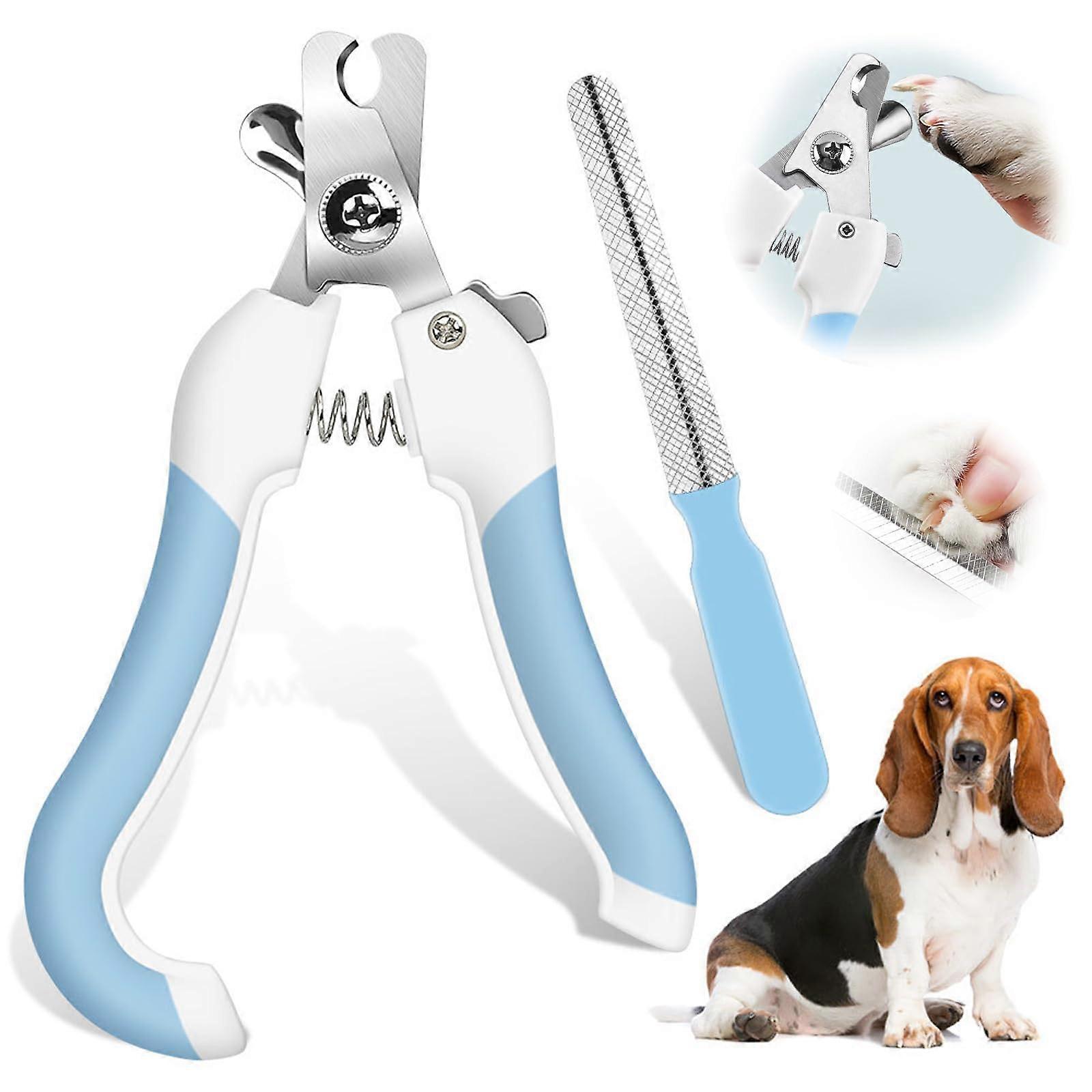 Professional Cat Claw Cutters, Safety Cat Nail Scissors with File for Small Animals, Blue