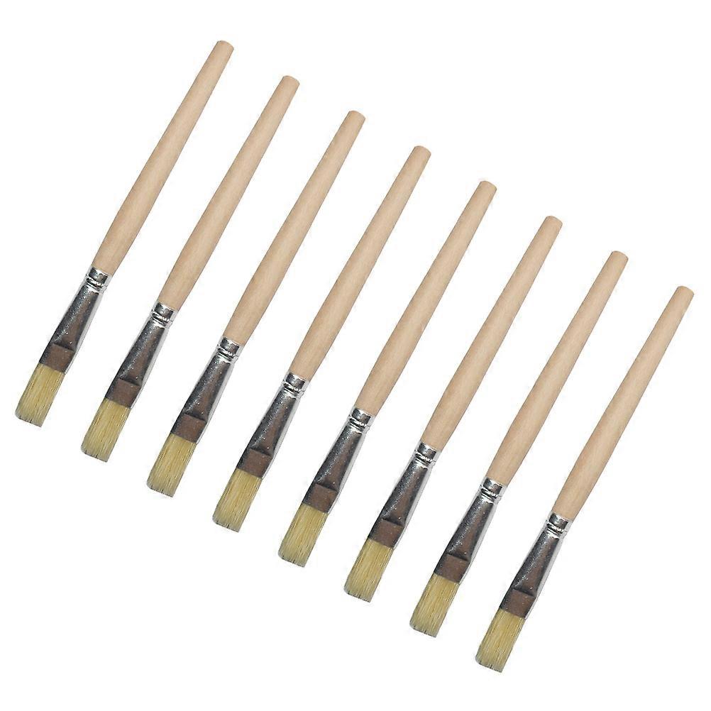 Bristle Brush with Wooden Handle for BBQ Use Light Yellow Portable and Easy to Clean 12pcs