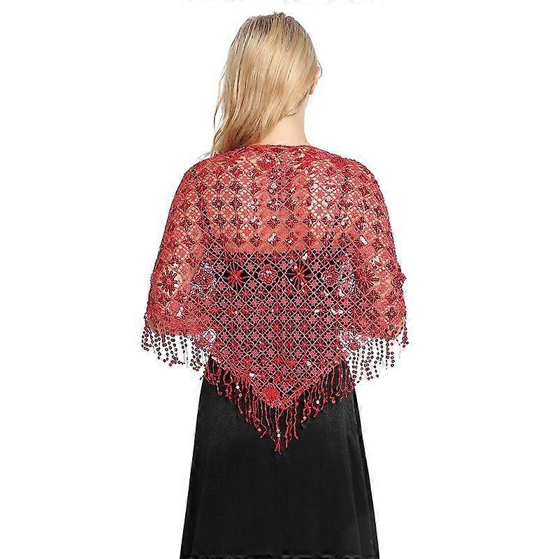 Sequin tassel scarf shawl for 1920s Evening Party Night Cape for Women Bridal Sequin