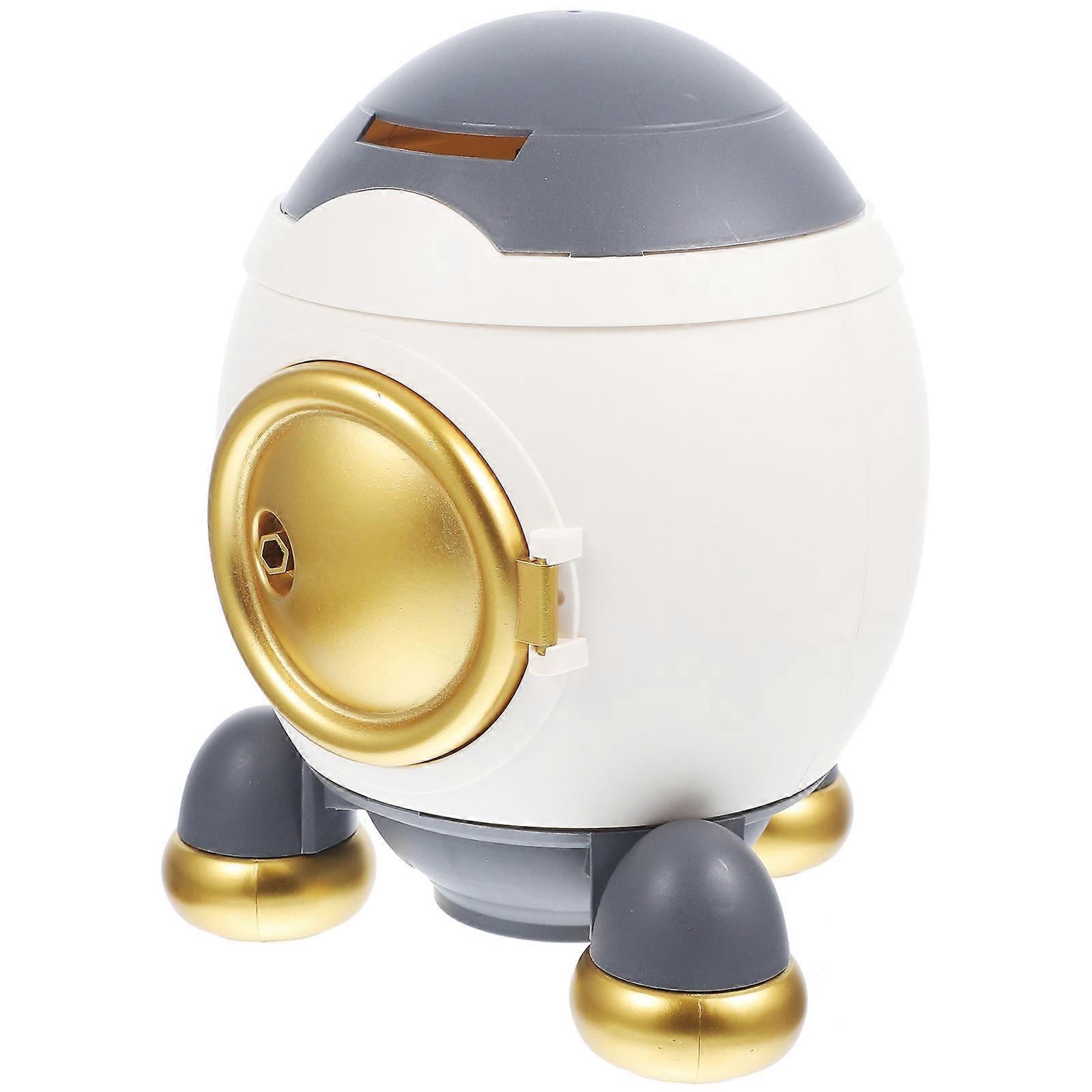 Rocket Shaped Piggy Bank for Adorable Cartoon Coin Saving Jar – Fun Money Saving Box for Kids, Gold & Gray Design for Children's Room Decor
