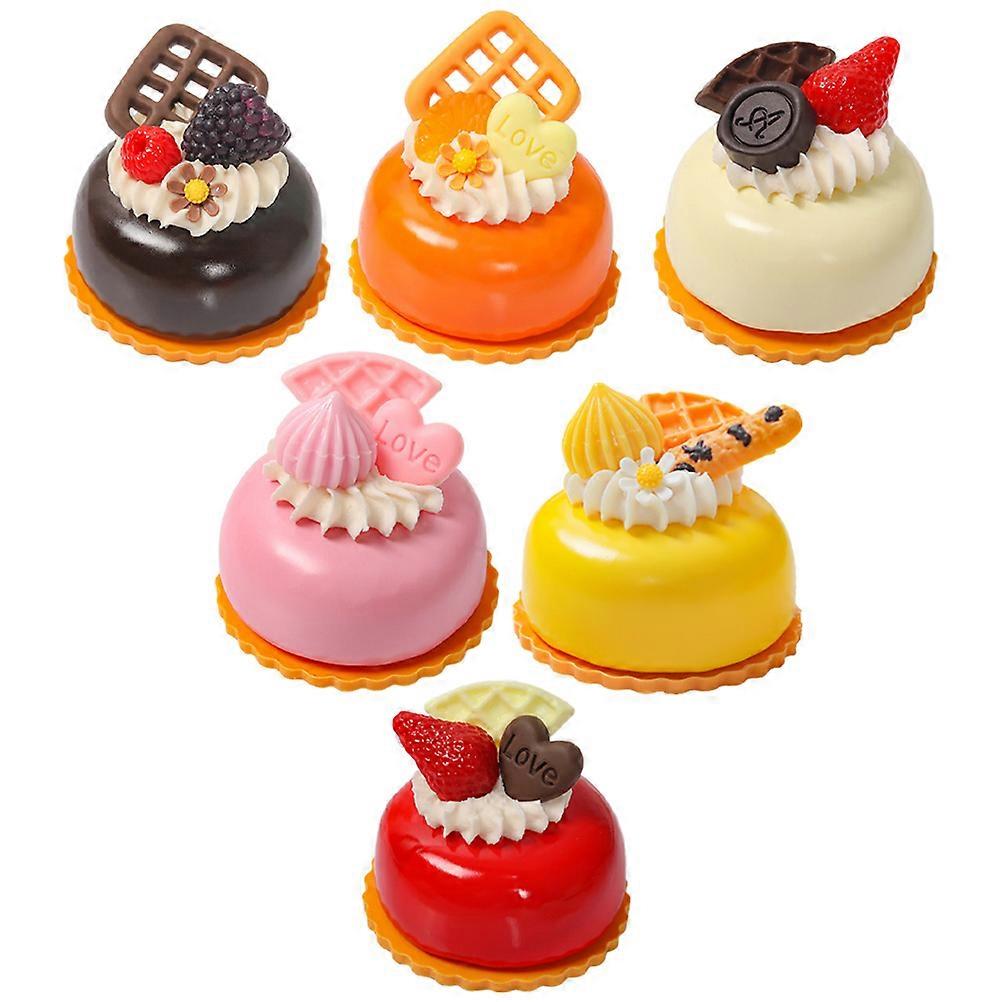 Lifelike Cakes 6Pcs Dessert Display Model For Household Adornment Assorted Color French Style Simulation Cake Models