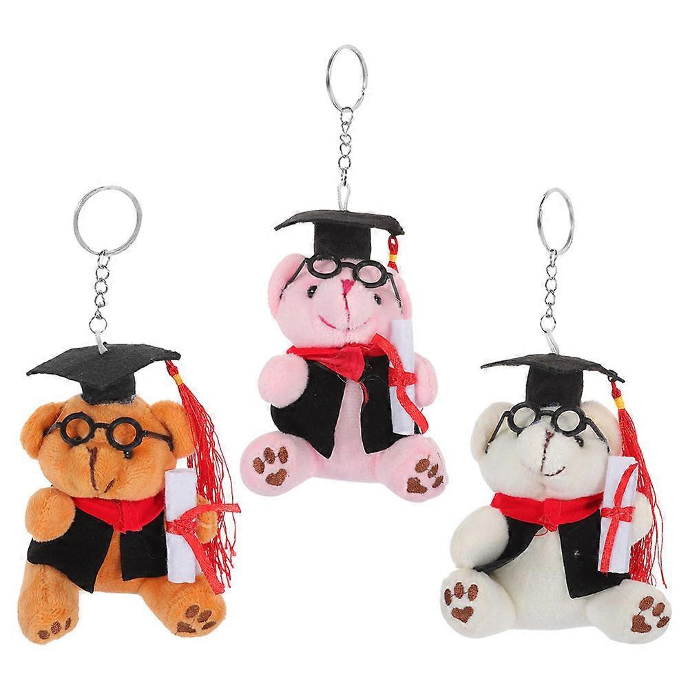الدب قلادة Keychain حقيبة ملحق الديكور بني حفل التخرج 12.00X9.0.0X7.00CM 3 قطع