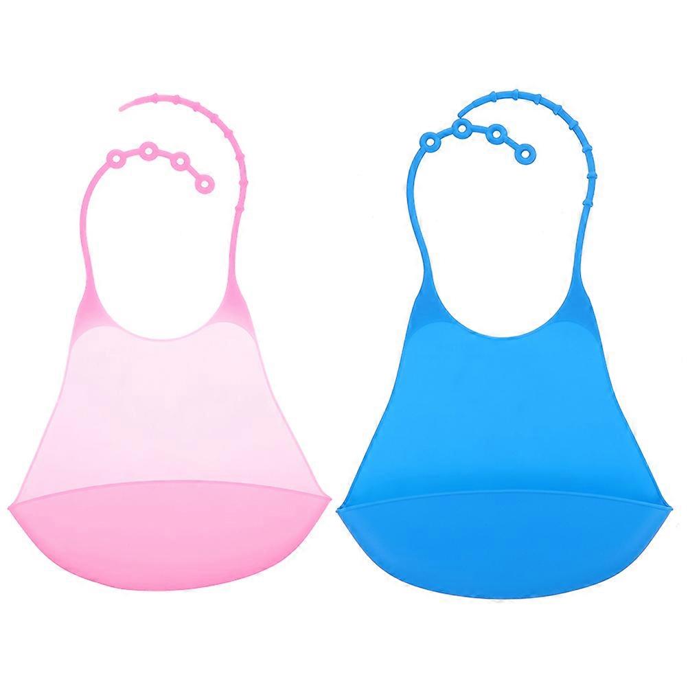 Silicone Adult Bibs with Catcher Durable, Reusable Mealtime Protection for Adults and Elderly Easy to Clean Pink & Dark