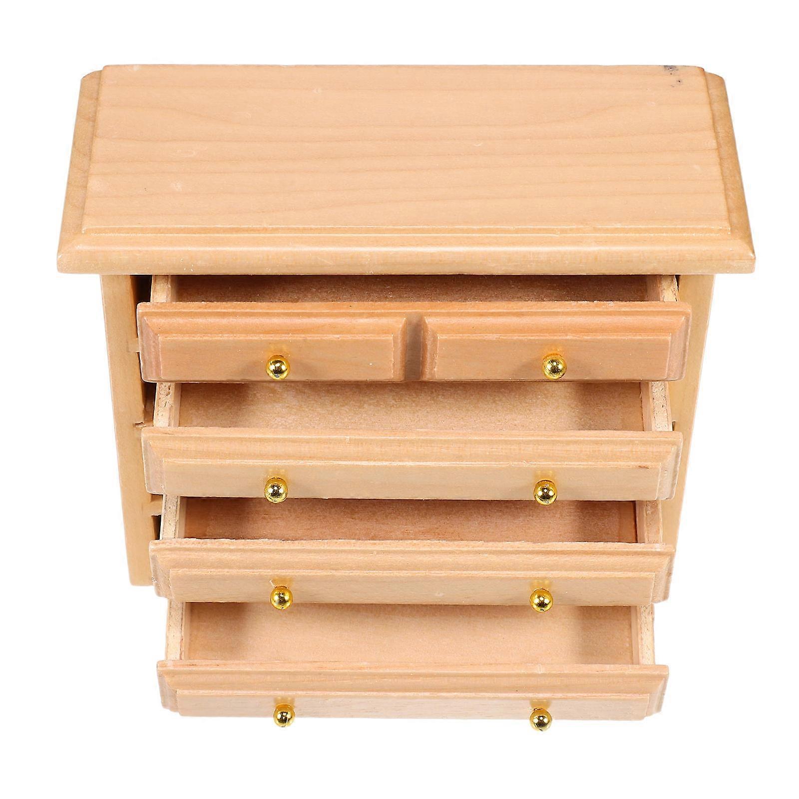 Mini Solid Wood Cabinet Khaki with Detailing for Room Decoration