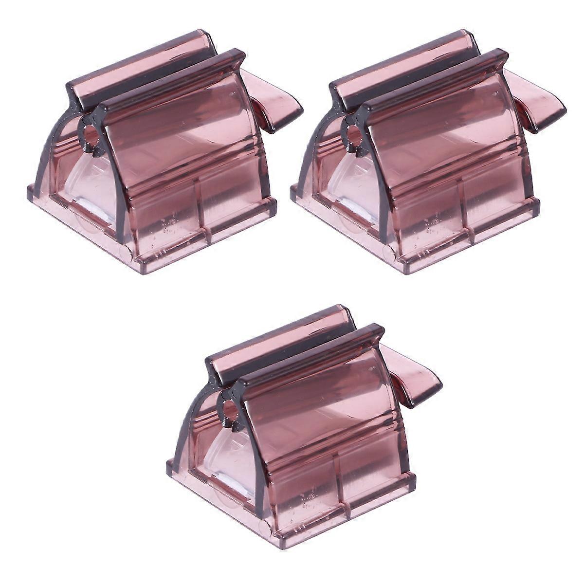 Toothpaste Clamp Tool 3Pcs Brown Extruding Gadget For Home Use Toothpaste Holder 5.5X4.4Cm Controlled Quantity Device