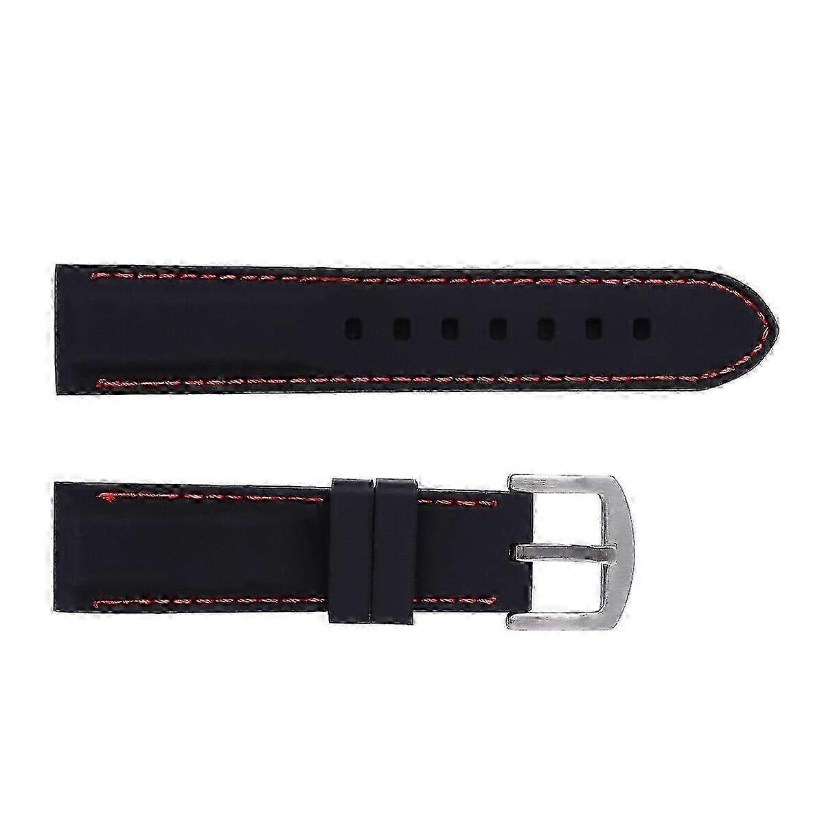 Durable 26mm Waterproof Silicone Watch Strap & Wristband - Replacement Band in Black & Red for Versatile Style and Comfort