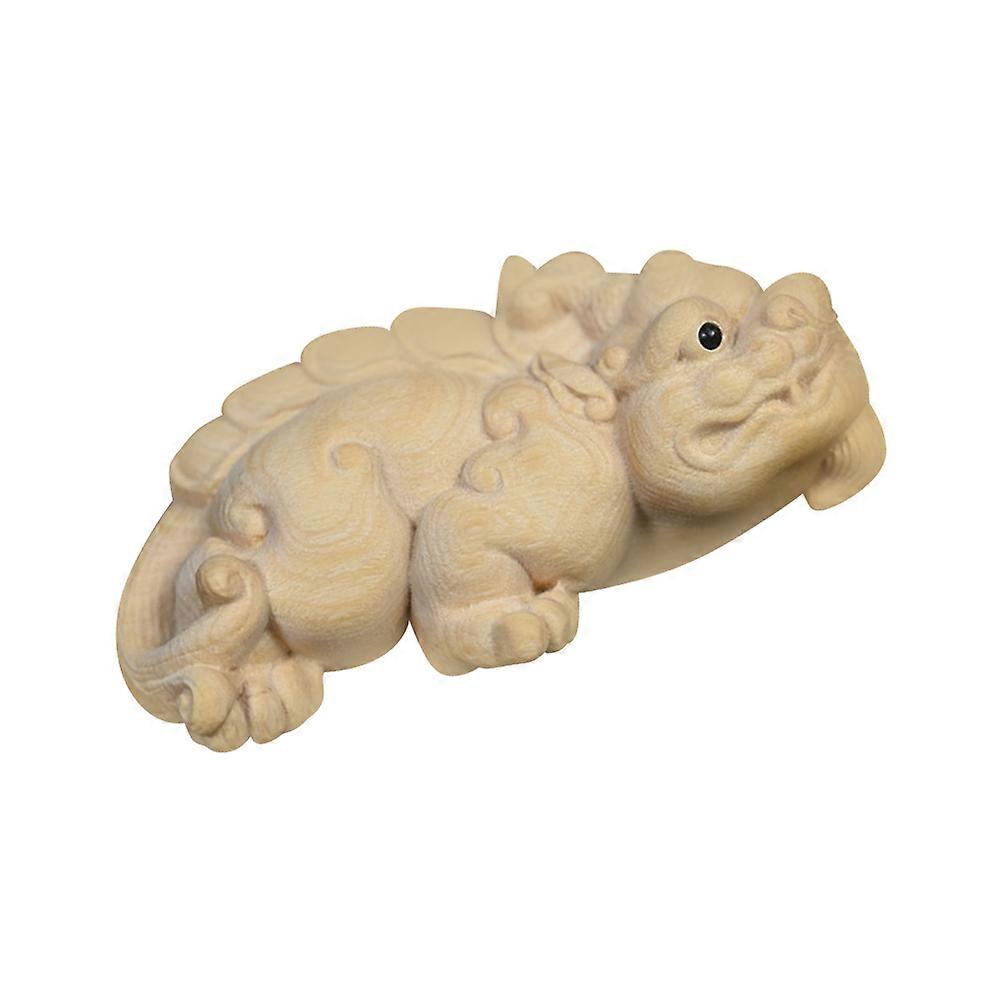 Beige Wood Craft Carved Statue for Decor Synthetic Material Decorative Figurine 6.5 Inches