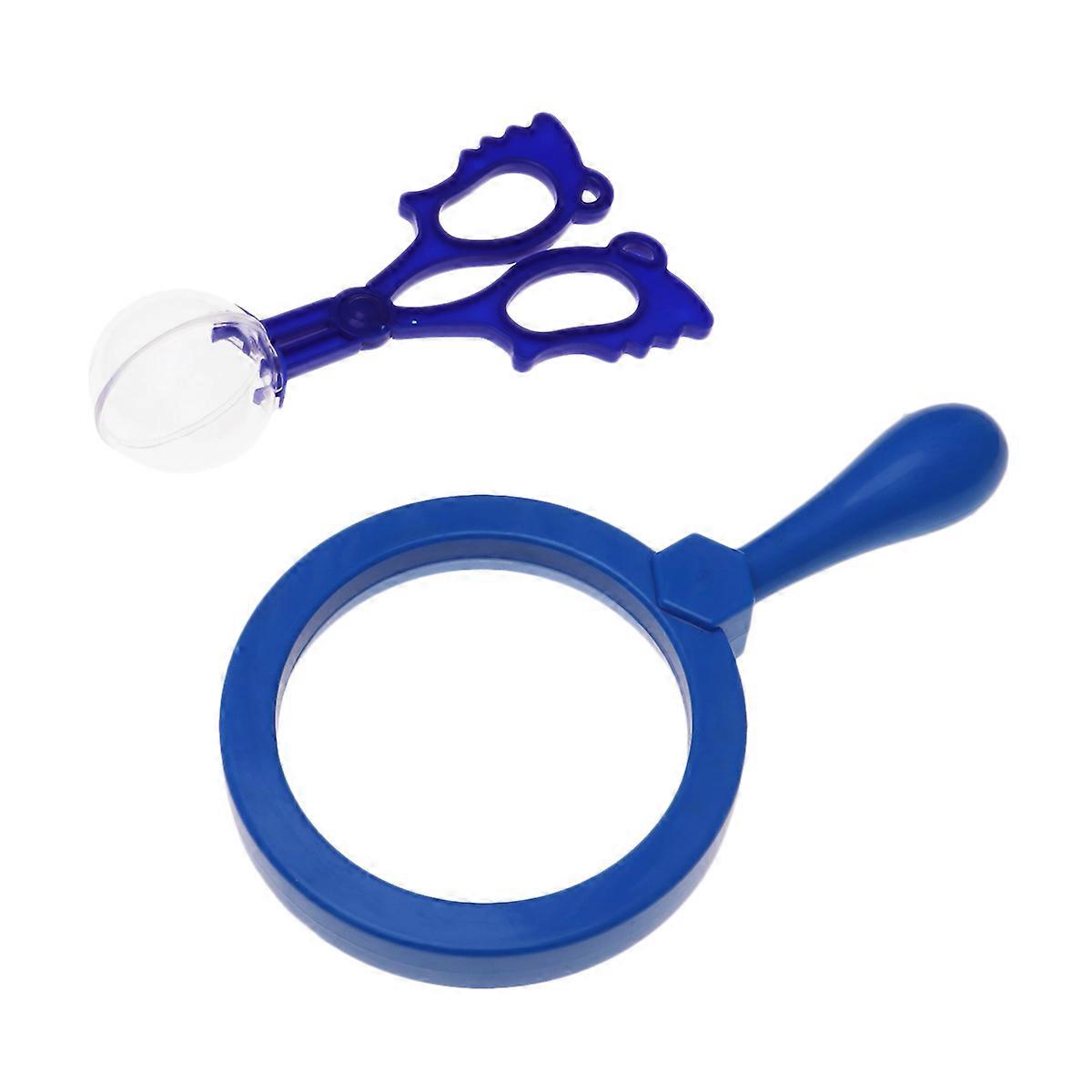 Blue Kids Insects Catch Clamp with Handheld Magnifier Encouraging Observation Skills and Natural Interest Portable Acrylic Toy