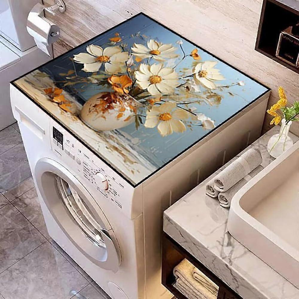 Washing Machine Pad, NonSlip, Universal Absorbent, QuickDrying Cover (3D Flower 50x50cm)