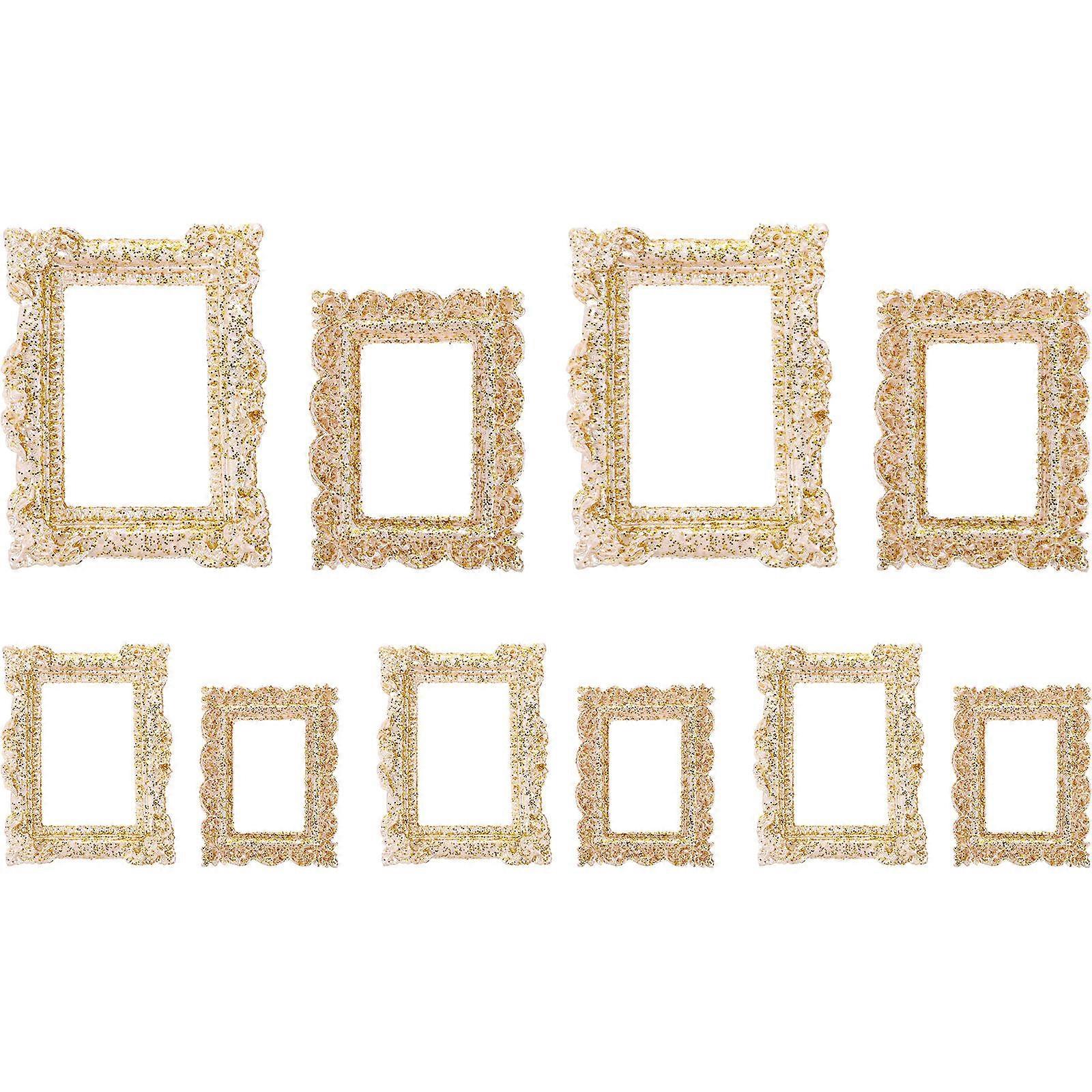 Miniature Frames Decorative Tiny Picture Frame Ornaments For Home Furnishing Vintage Style DIY Accessory 10Pcs