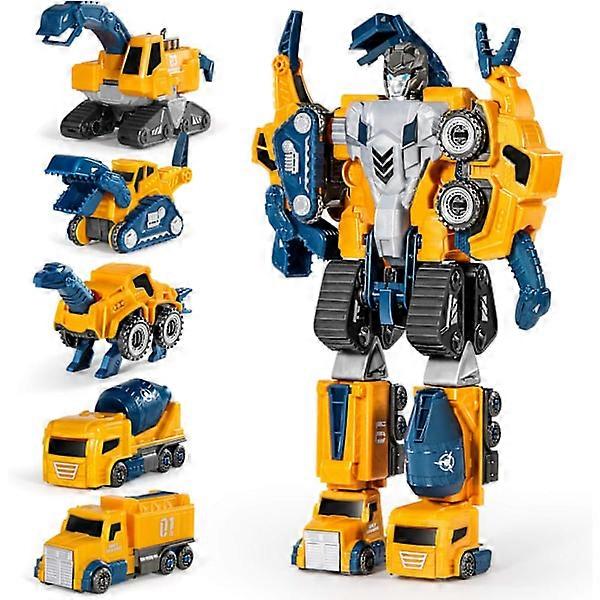 Robot Building Vehicle for Toddlers, 5-in-1 Toy, 5 Pcs Transforming Robots for Kids, Magnetic Toys