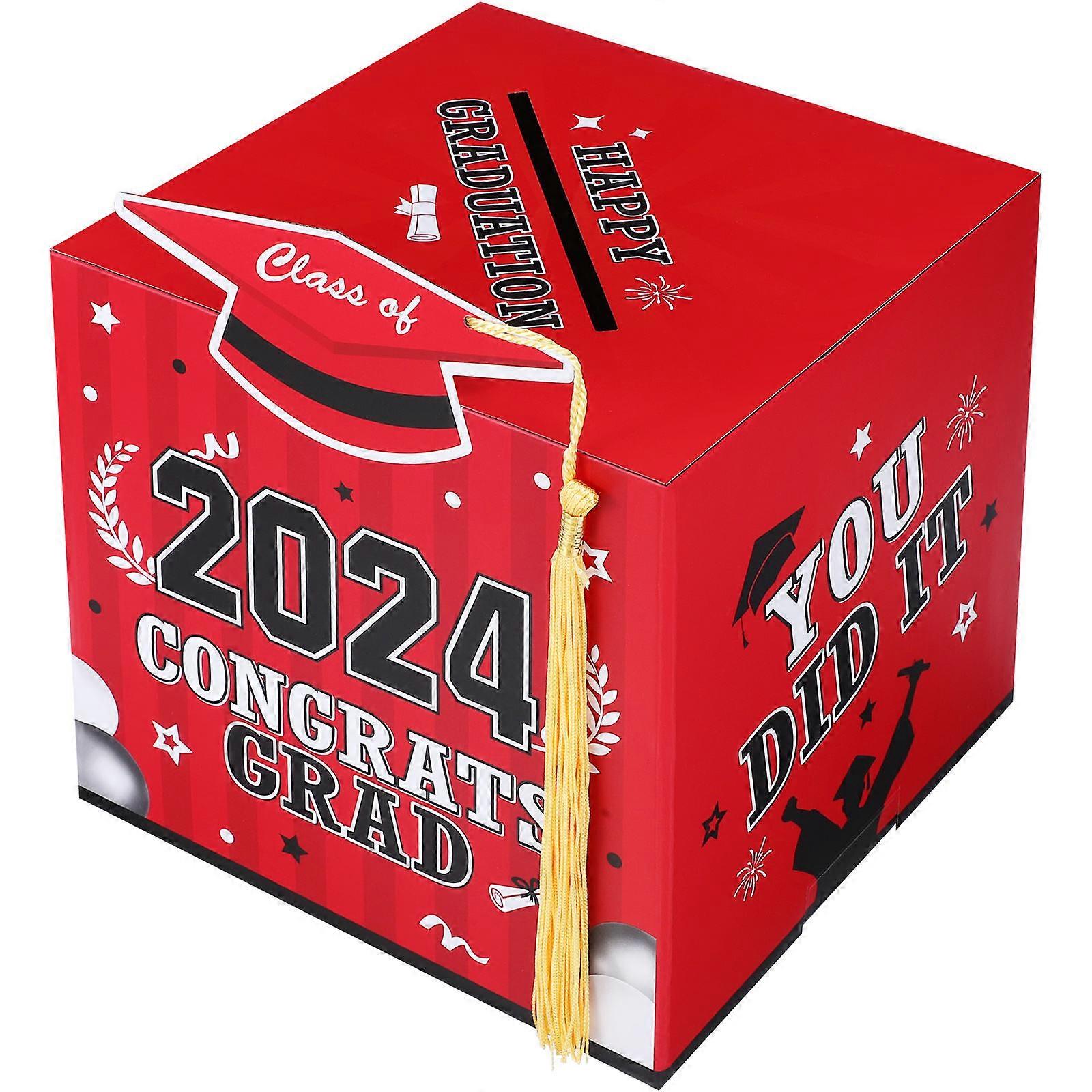 صندوق بطاقة حفل التخرج 2024 احتفال التخرج متعدد المكعبات يحمل بطاقات 1 مجموعة