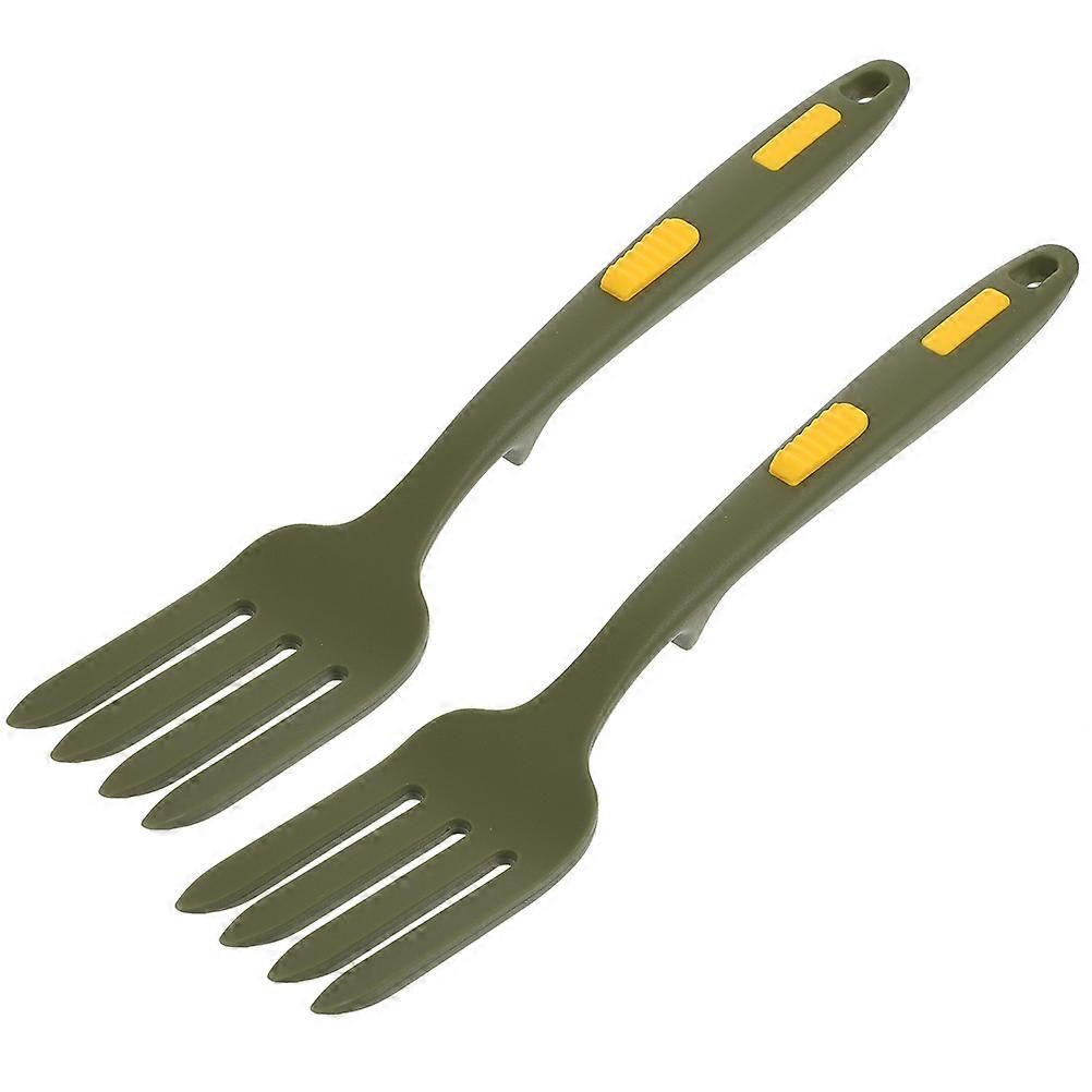 2pcs Wear Resistant Silicone Salad Forks with Ergonomic Handle – Lightweight Kitchen Accessory for Cooking, Camping, Daily Use
