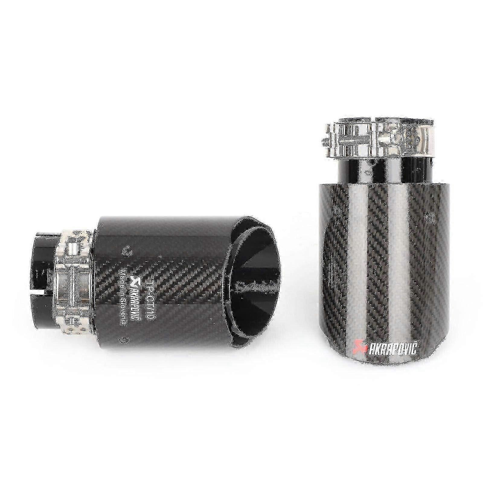Bimirth 4" Akrapovic Gloss Carbon Fibre Exhaust Tips X2 Universal Tailpipe