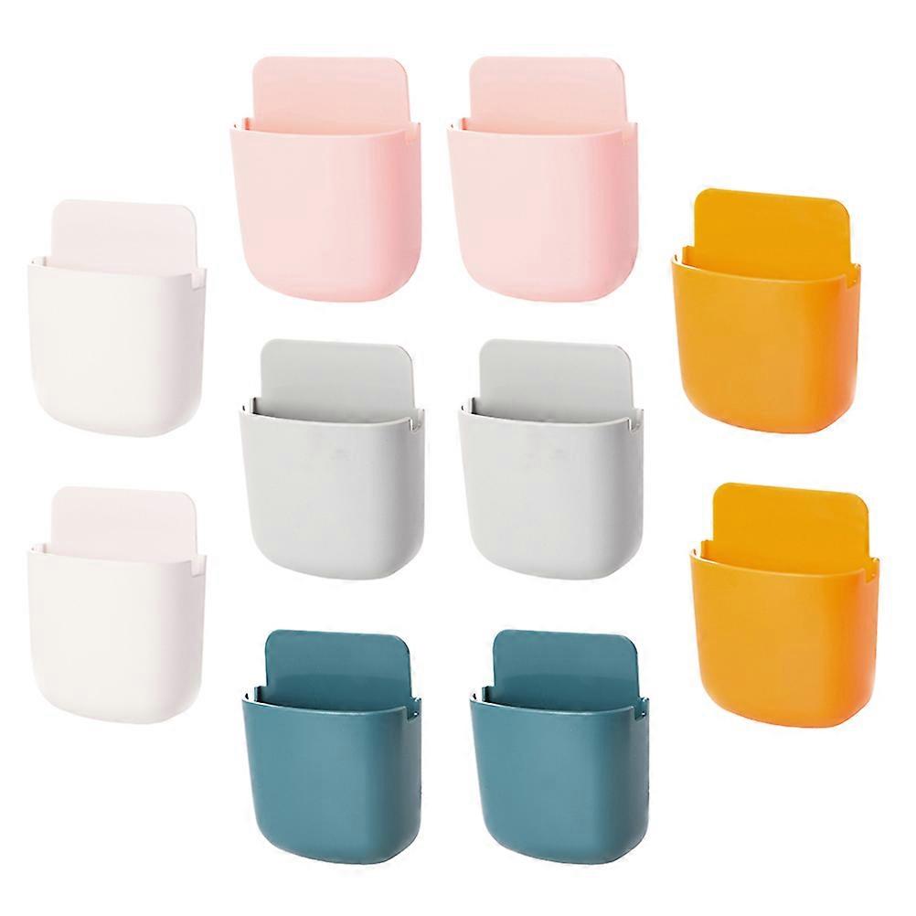 Wall Mounted Storage Box Punch Free ABS Adhesive Organizer for Home Use Assorted Color