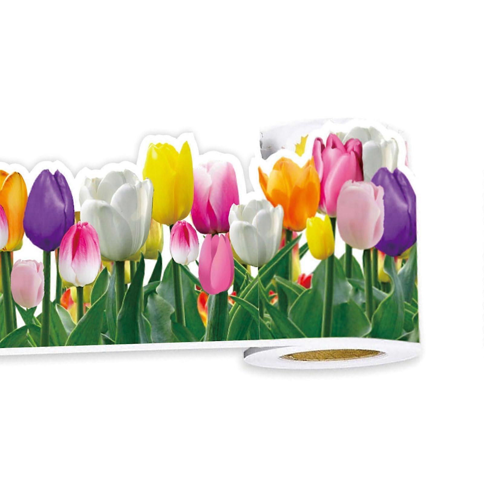 Paper Border Colorful Flowers Classroom Decorative Bulletin Board Border Stripes for School Classroom Decorations 7x20m