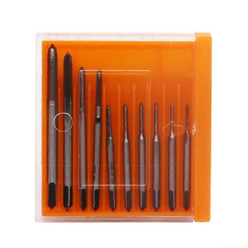 10piece metric hand tap set made of alloy steel for threading solutions in various sizes from M1 to M5.