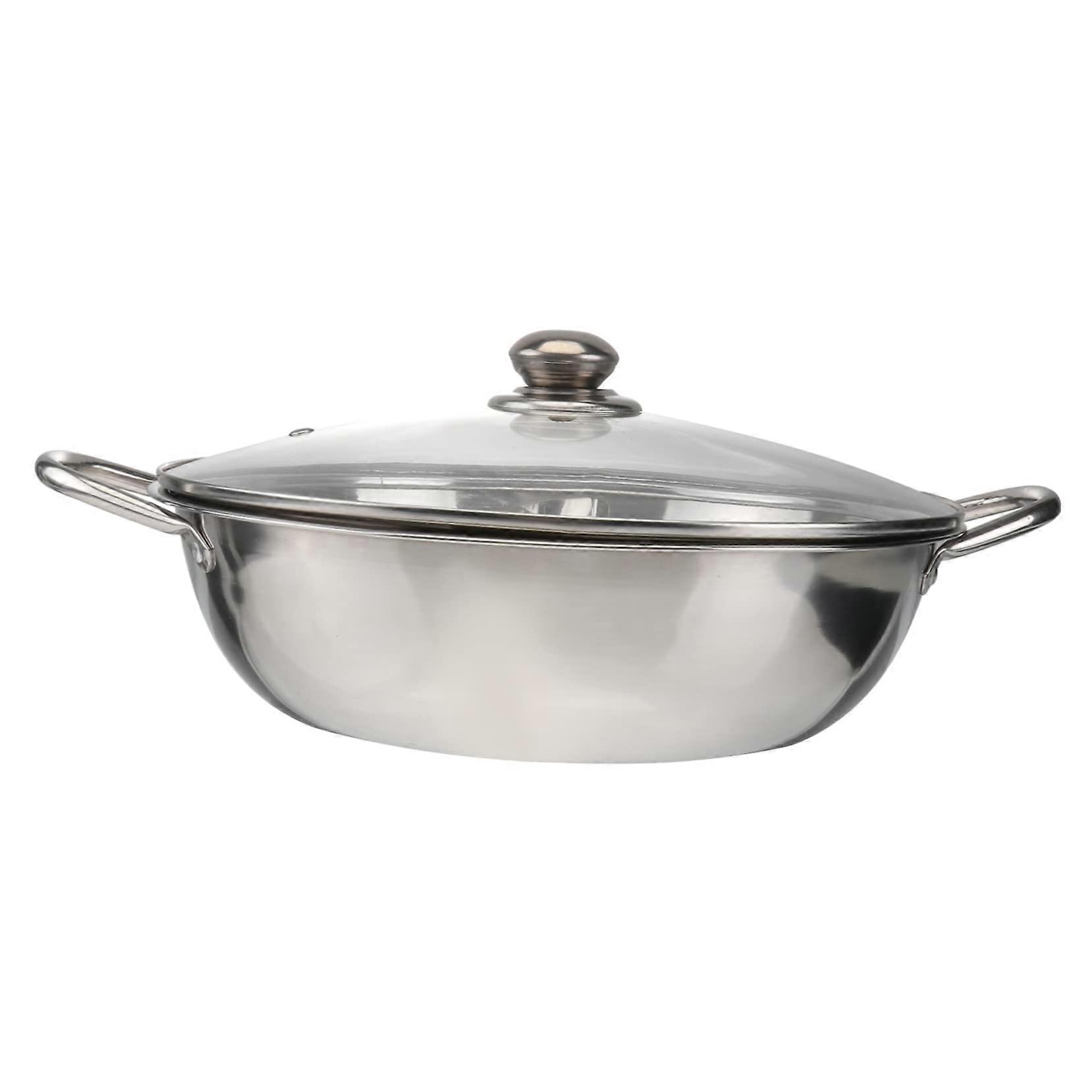 Mandarin Pot Разделитель из нержавеющей стали Hot Pot с крышкой Shabu Shabu Silver 28CM